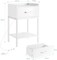Nightstand with Charging Station & Storage Drawer, Retro Bedside Table with USB Ports, AC Outlets, and Adjustable Feet - Compact Bedside Cabinet for Small Spaces (23.6" H)